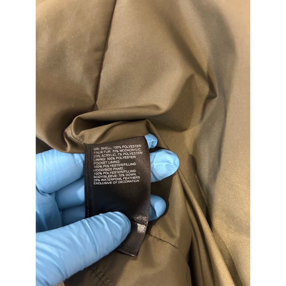 THE NORTH FACE XL Gotham Women's Khaki 550 Down Puffer Hooded Quilted Faux Fur - Picture 11 of 16